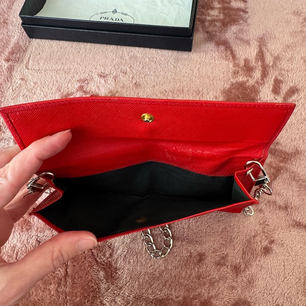 Authentic Prada Red Women's Wallet on Chain with box - Picture 5 of 9